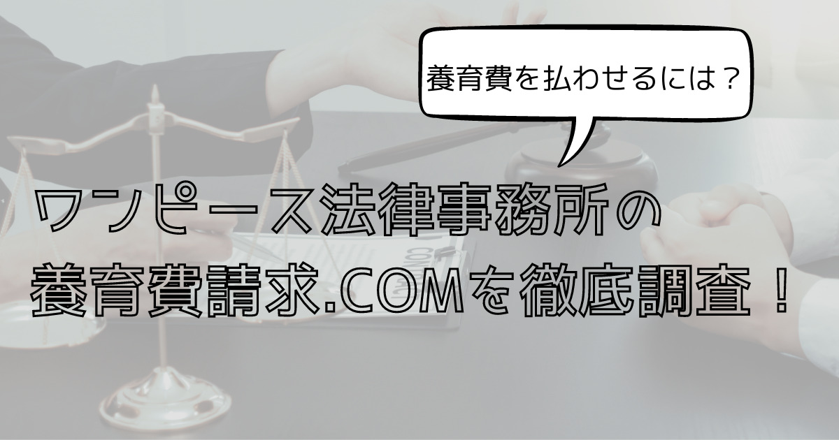 ワンピース法律事務所の養育費請求.COMを徹底解説！養育費未払は許さない！